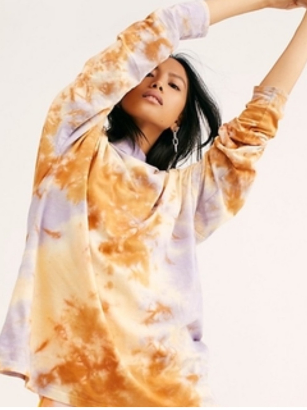 NWT Free People Be Free Tie Dye Oversized Long Sleeve Tee Lilac Woods